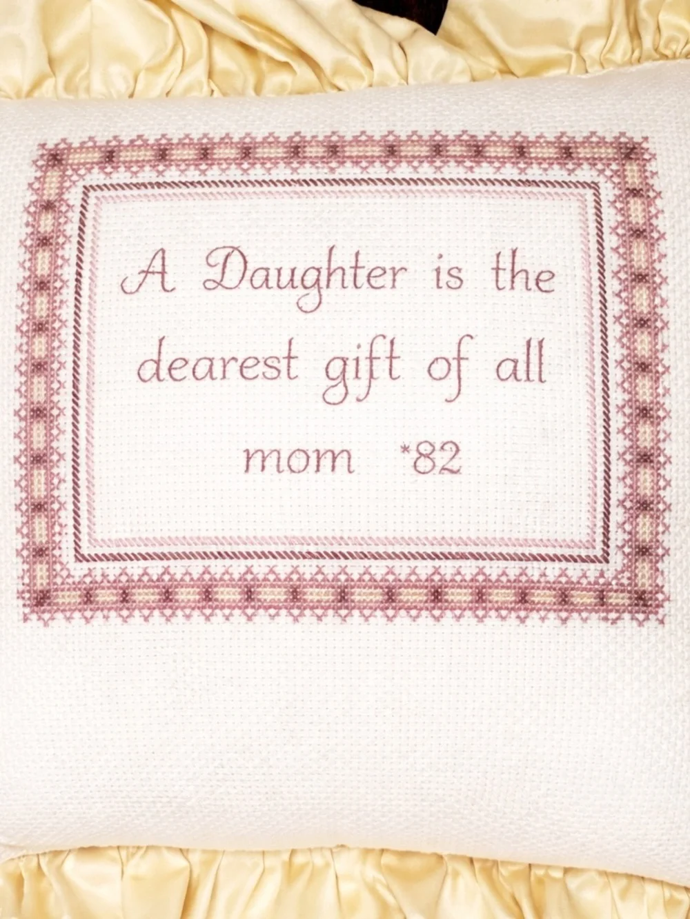 Shabby Chic Needlepoint Pillow Daughter Sentiment Cottage Decor